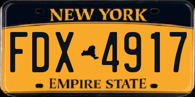 NY license plate FDX4917