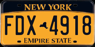 NY license plate FDX4918