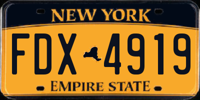 NY license plate FDX4919