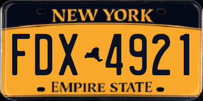 NY license plate FDX4921