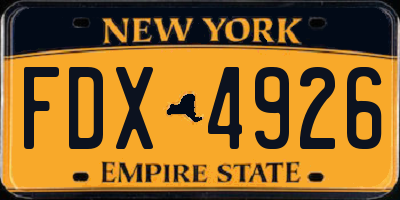 NY license plate FDX4926