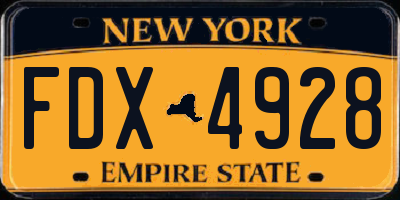 NY license plate FDX4928