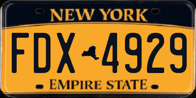 NY license plate FDX4929