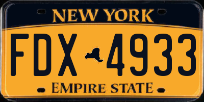 NY license plate FDX4933