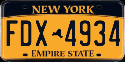 NY license plate FDX4934