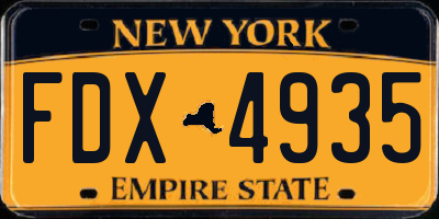 NY license plate FDX4935