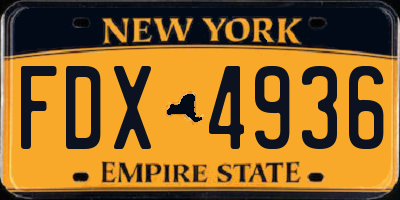 NY license plate FDX4936