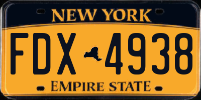NY license plate FDX4938