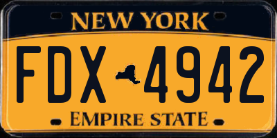 NY license plate FDX4942