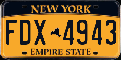 NY license plate FDX4943