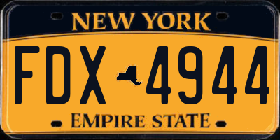 NY license plate FDX4944