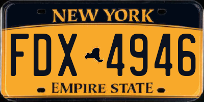 NY license plate FDX4946