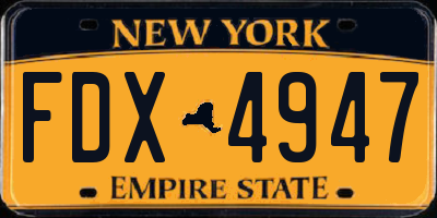NY license plate FDX4947