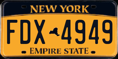 NY license plate FDX4949