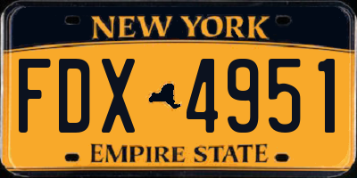 NY license plate FDX4951