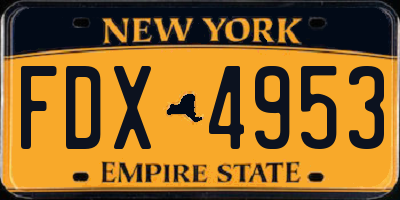 NY license plate FDX4953