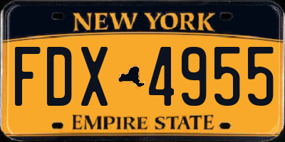 NY license plate FDX4955