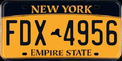 NY license plate FDX4956