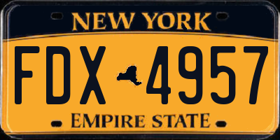 NY license plate FDX4957