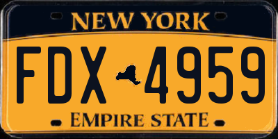 NY license plate FDX4959