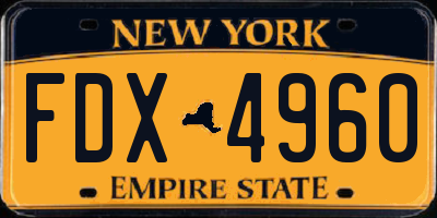 NY license plate FDX4960