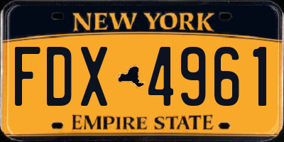NY license plate FDX4961