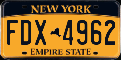 NY license plate FDX4962