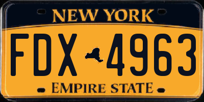 NY license plate FDX4963