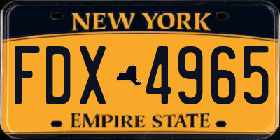 NY license plate FDX4965