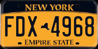 NY license plate FDX4968