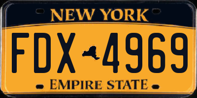 NY license plate FDX4969