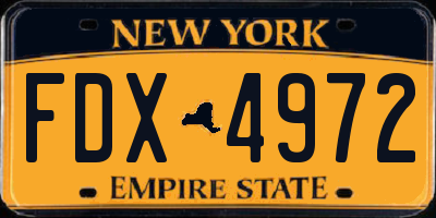 NY license plate FDX4972