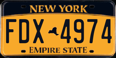 NY license plate FDX4974