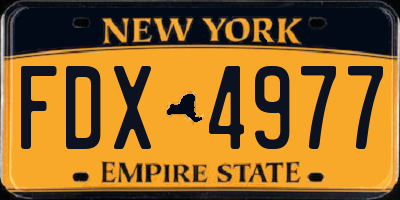 NY license plate FDX4977