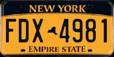 NY license plate FDX4981