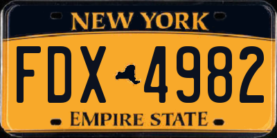 NY license plate FDX4982