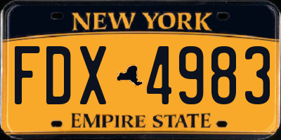 NY license plate FDX4983