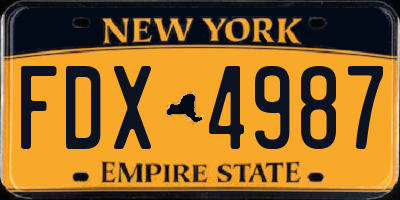 NY license plate FDX4987