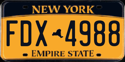 NY license plate FDX4988