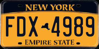 NY license plate FDX4989