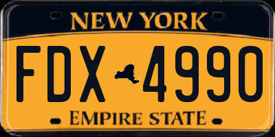 NY license plate FDX4990