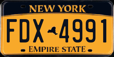 NY license plate FDX4991