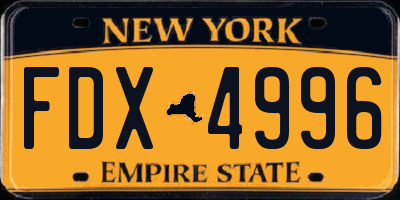 NY license plate FDX4996
