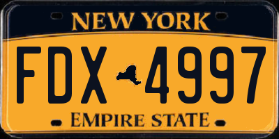 NY license plate FDX4997