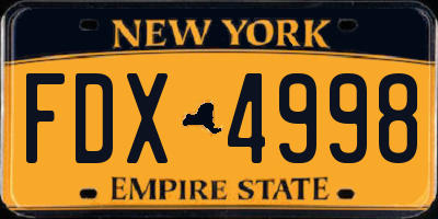 NY license plate FDX4998