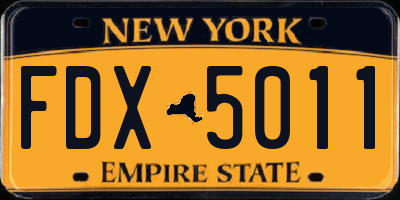 NY license plate FDX5011