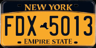 NY license plate FDX5013