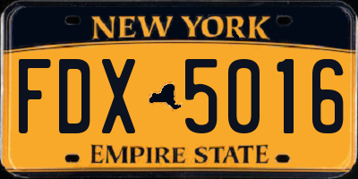 NY license plate FDX5016