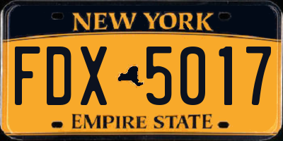 NY license plate FDX5017
