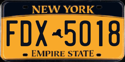 NY license plate FDX5018